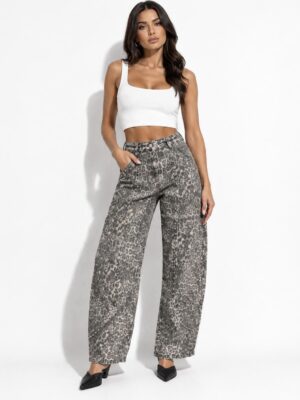 “Darcy” | Balloon Leopard Jeans With Studs